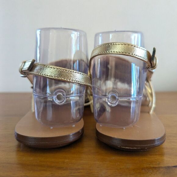 J. Crew Gold Leather Fringe Sandal 9 Festival Resort Boho Preppy Euro Summer - Picture 7 of 11